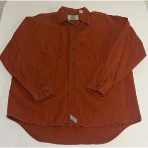 Vintage 1990s Levi's Orange Collared Work Shirt Button Up Long Sleeve Mens Large